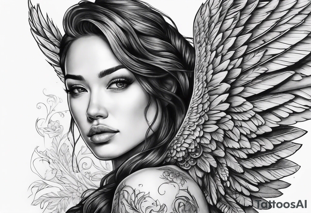 The word Glenn with wings at the side tattoo idea