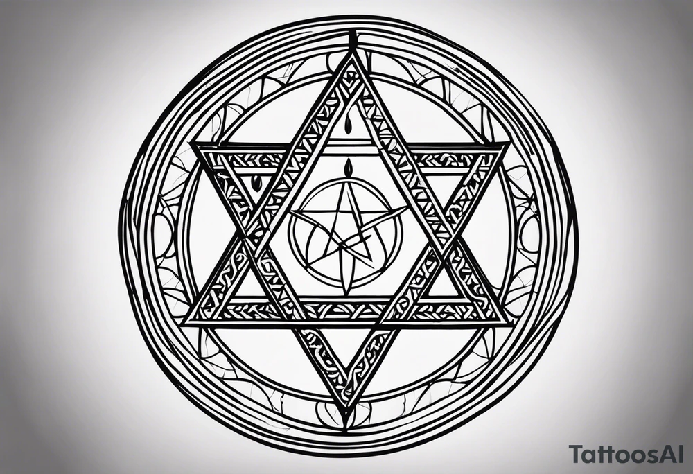 Its a pagan charm of the tetragrammaton to represent powerful the connection God is to Rebecca Sierra as a chosen one designed by God himself with female flair and simple and bold to be recognized as warning to all evil, to also provide love and protection tattoo idea