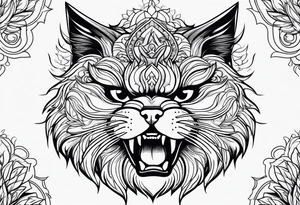 Powerful Himalayan cat roaring tattoo idea