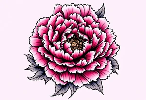 A large peony flower in shades of red and purple with bold black outlines. tattoo idea