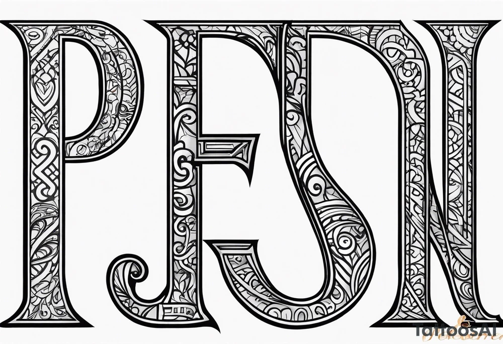 Design a tattoo with a letters name “peter” tattoo idea