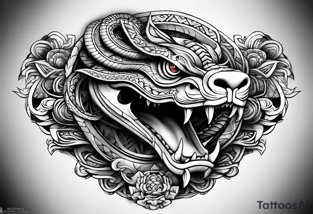 aztec snake sleeve tattoo idea