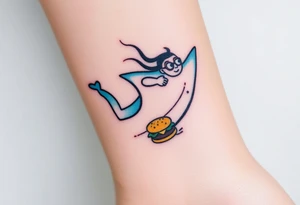 Scooba diver, diving with manta ray belly to belly, with burger on his hand tattoo idea