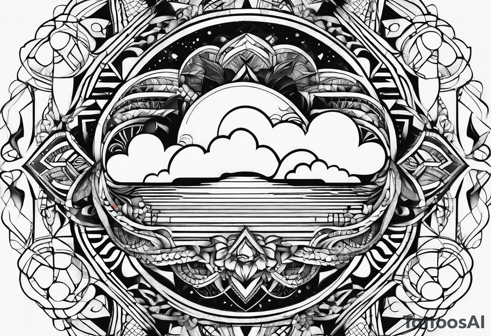 Geometric Abstract cloud filler tattoo idea