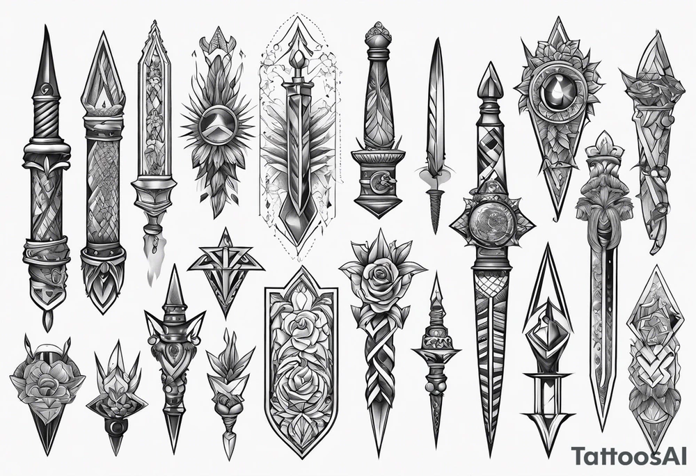 Variety of daggers flash sheet tattoo idea