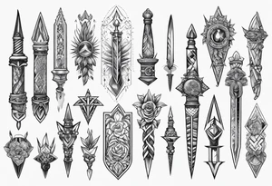 Variety of daggers flash sheet tattoo idea