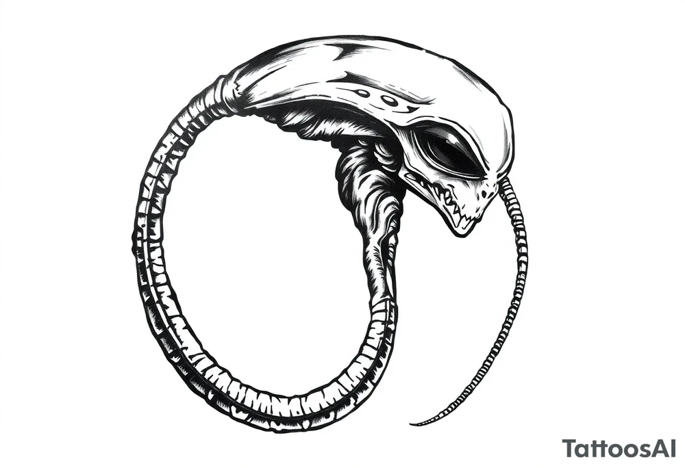 A street stencil style drawing of an alien tattoo idea