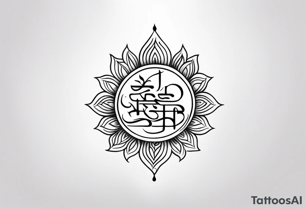 Tattoo ਨਿਰਭਉ ਨਿਰਵੈਰ written in Gurmukhi written text. Add fire and heart to symbolize strength and love tattoo idea
