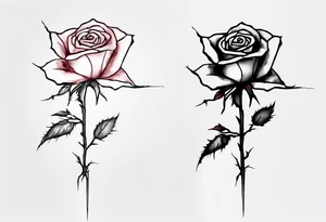bleeding rose, tall, simple, one line, watercolor, replace the stem, with the name Jesus tattoo idea