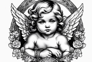 little angel holding the globus tattoo idea