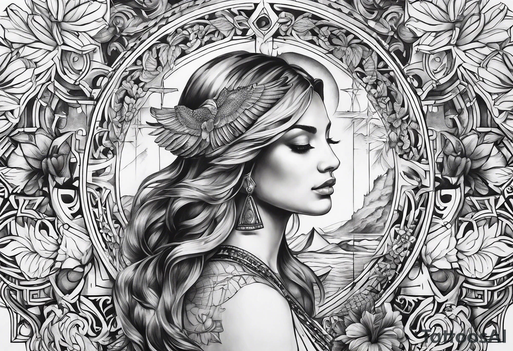 Ancient And Christian style tattoo idea
