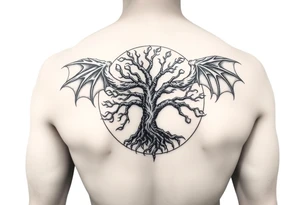 a dragon arround the tree of life tattoo idea