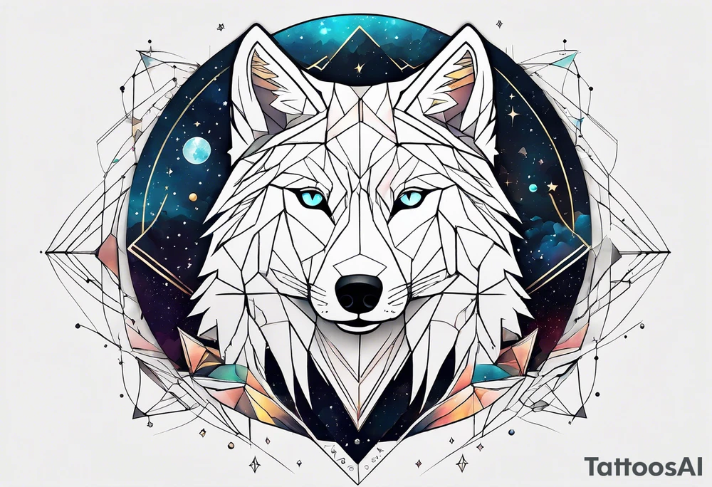 Constellation, two animal wolf, géométric tattoo idea
