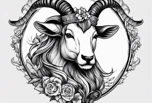 Headshot of capricorn seagoat tattoo idea