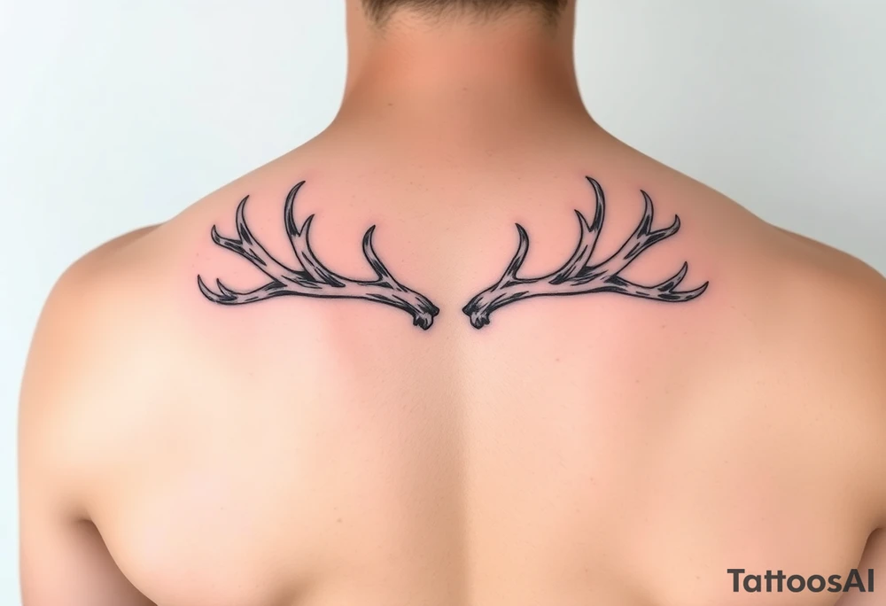 A line of intertwined elk antler sheds and deer antler sheds tattoo idea