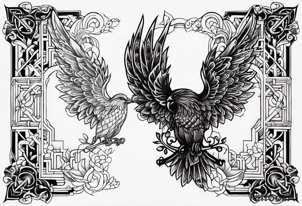 I need a cover up of an old tattoo of the word forever, the new tattoo should be a single left wing tattoo idea