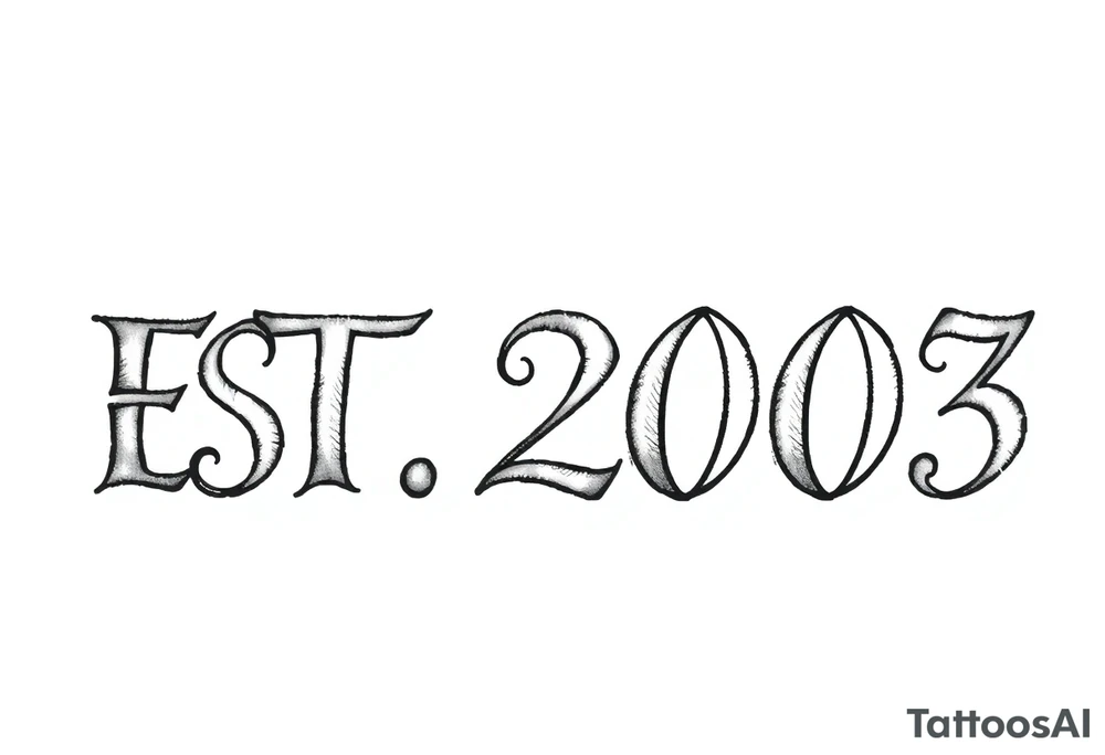 EST.2003 thick text with outlined tattoo idea