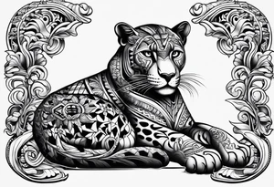 aztec black jaguar sitting tattoo idea