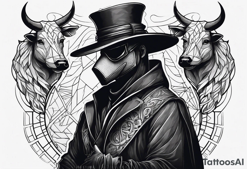 plague doctor, boar, bull, pitbull, snake tattoo idea