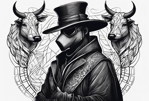 plague doctor, boar, bull, pitbull, snake tattoo idea