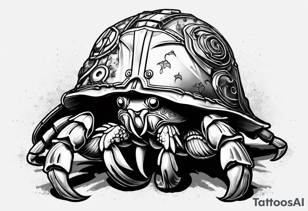 hermit crab wearing a storm trooper helmet tattoo idea