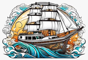 boat, sun, earth tattoo idea