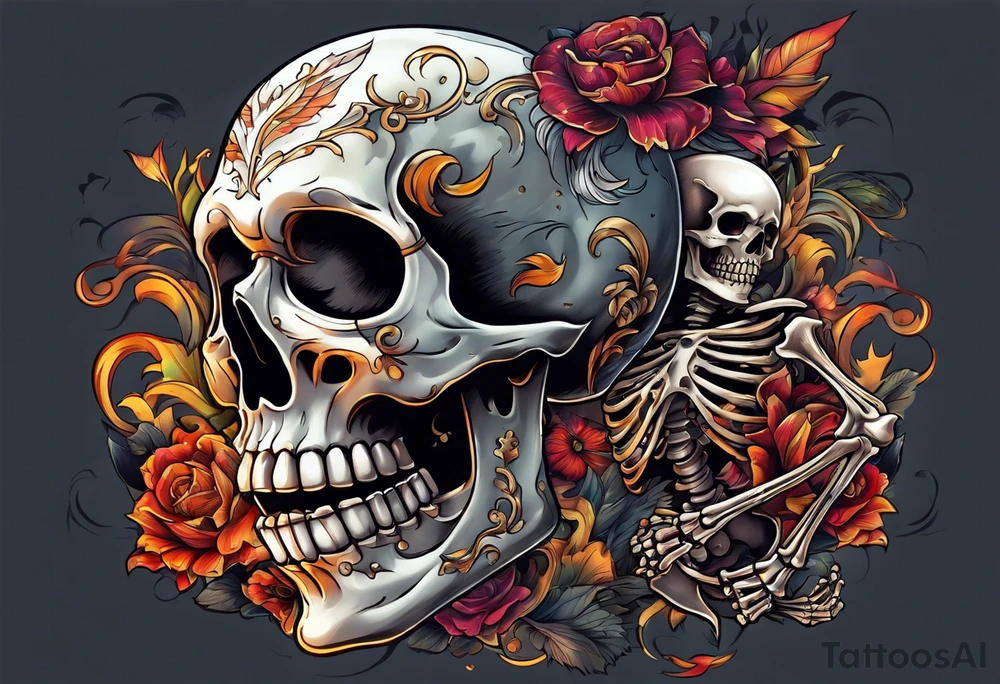 skeleton running from the world tattoo idea