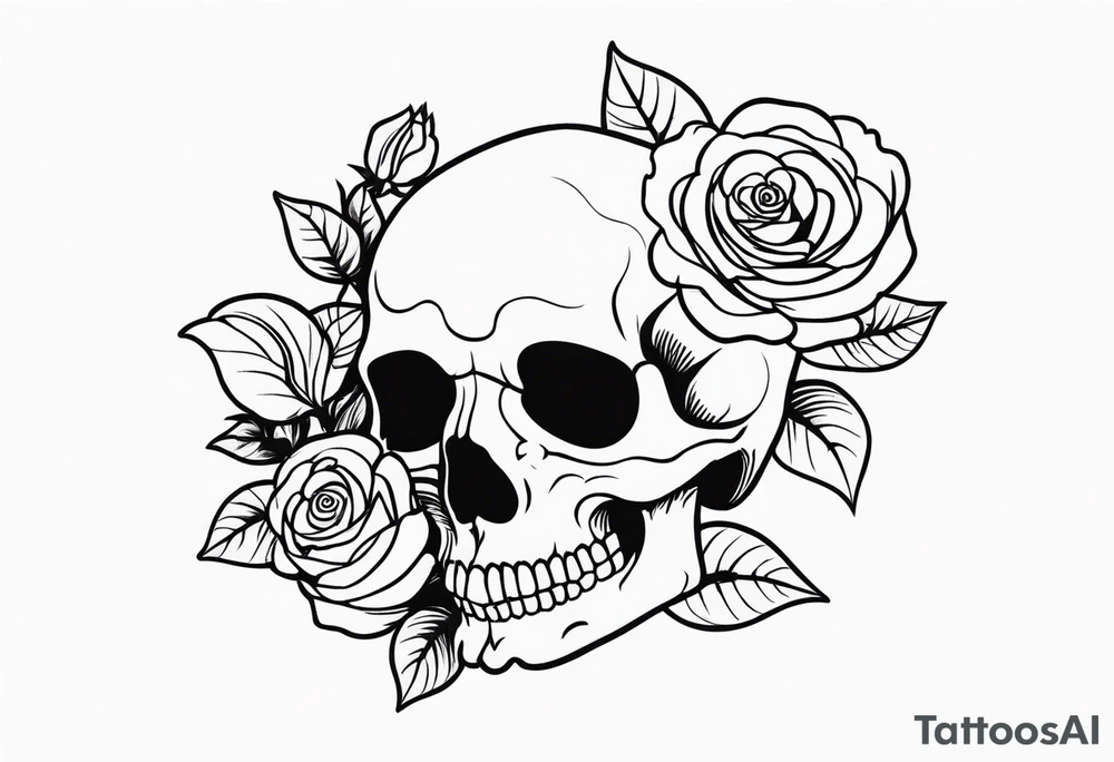 skull and roses tattoo idea