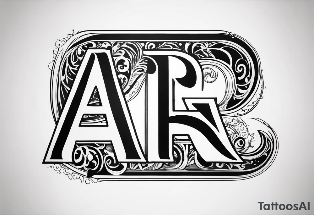 The letters AR together with the words always ready going down the side of the letters tattoo idea