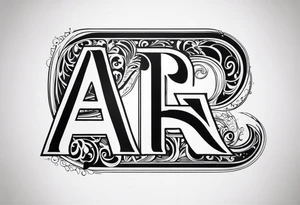 The letters AR together with the words always ready going down the side of the letters tattoo idea