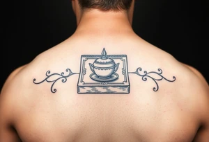 Old school hotel matchbook with fine china on the cover tattoo idea