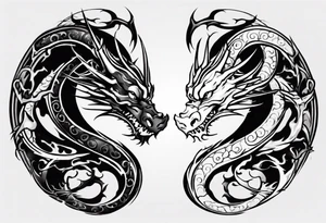 two dragons meeting to create yin yang tattoo idea