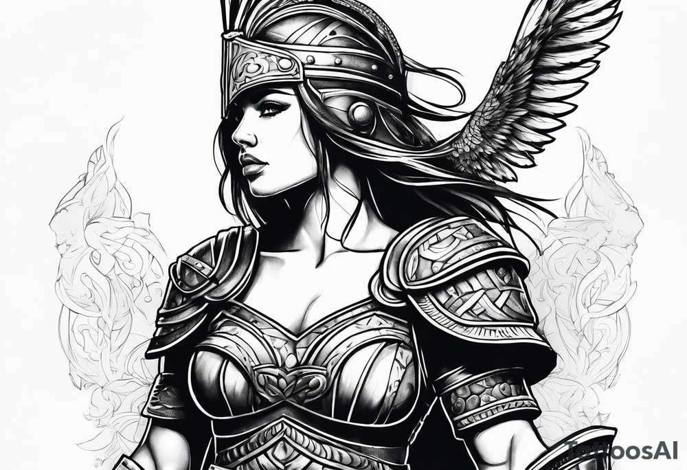 Female gladiator full body tattoo idea