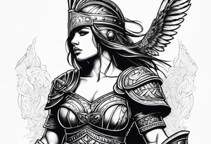 Female gladiator full body tattoo idea