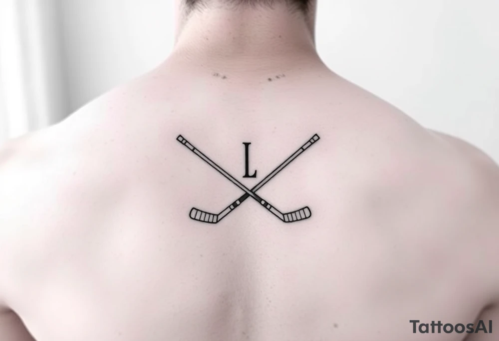 Ella with hockey sticks for L tattoo idea