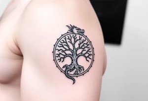 a dragon encircling the tree of life tattoo idea