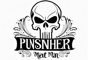 The Punisher skull with Manners Maketh Man text tattoo idea