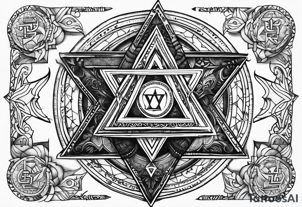 tetragrammaton representation of chosen one and a secret message written in Hebrew from God tattoo idea