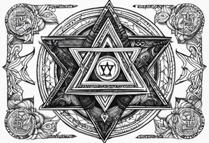 tetragrammaton representation of chosen one and a secret message written in Hebrew from God tattoo idea