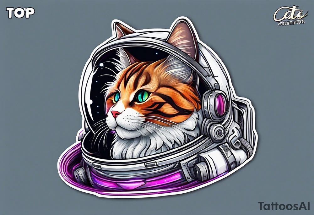 Maine coon cat in space tattoo idea