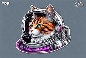 Maine coon cat in space tattoo idea