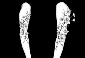 flowers and branches with thorns tattoo idea