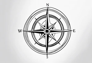 compass with long lines
 with  anchor tattoo idea