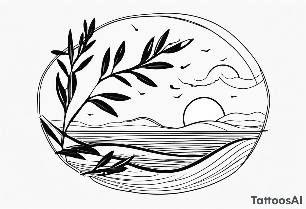 Olive branch around the waves tattoo idea