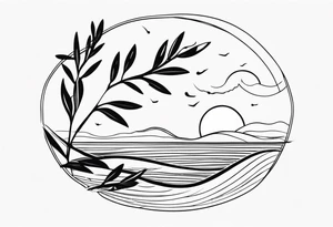 Olive branch around the waves tattoo idea