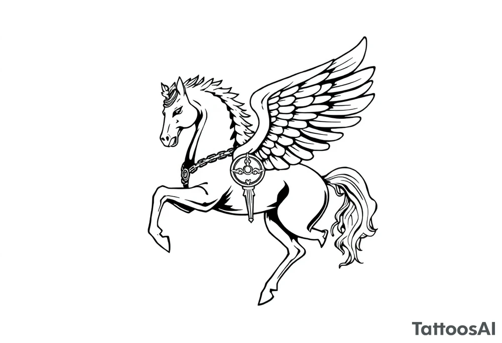 Greek mythology with Pegasus and armor warrior tattoo idea