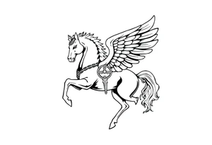 Greek mythology with Pegasus and armor warrior tattoo idea