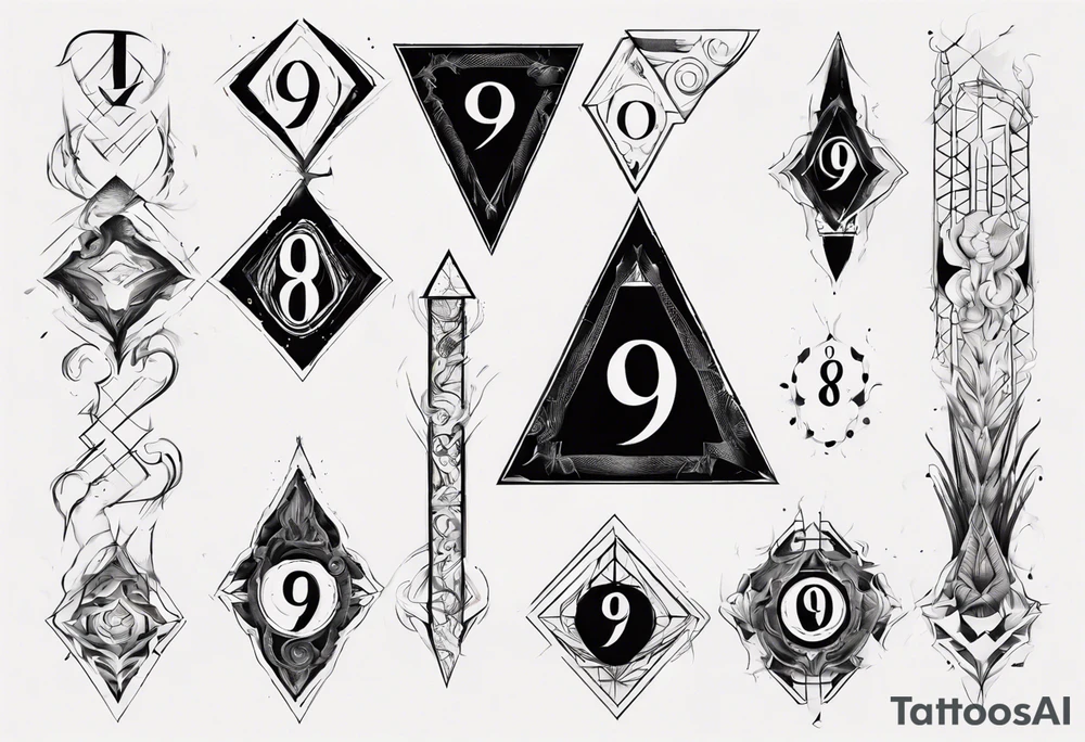 number 9 upside down and right side up connected in the middle. Tall and thin tattoo idea number 9 upside down and right side up connected in the middle. Tall and thin tattoo idea