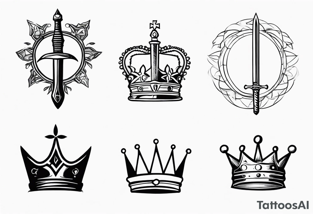 Sword, crown, distance love, science tattoo idea