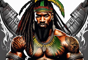 jamaican warrior into Spartan soldier tattoo idea